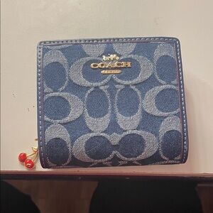 Coach Denim Wallet with Gold Accents